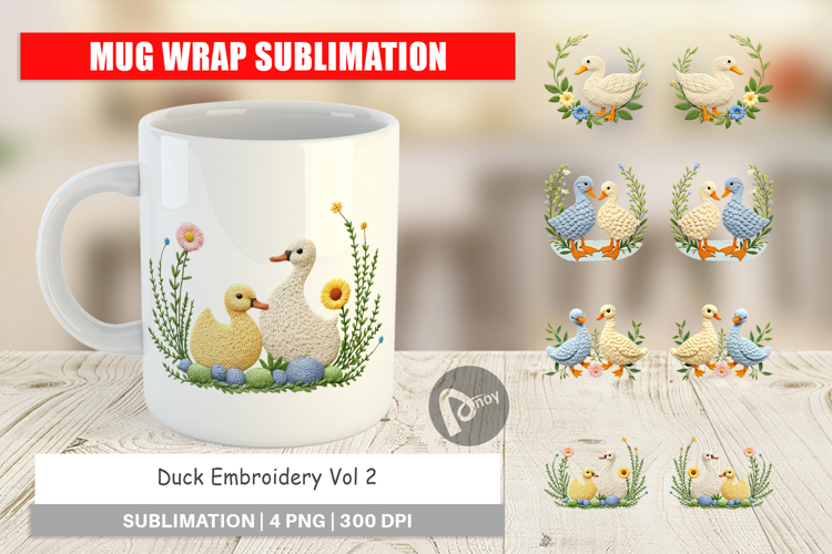 Mug Wrap Duck Embroidery