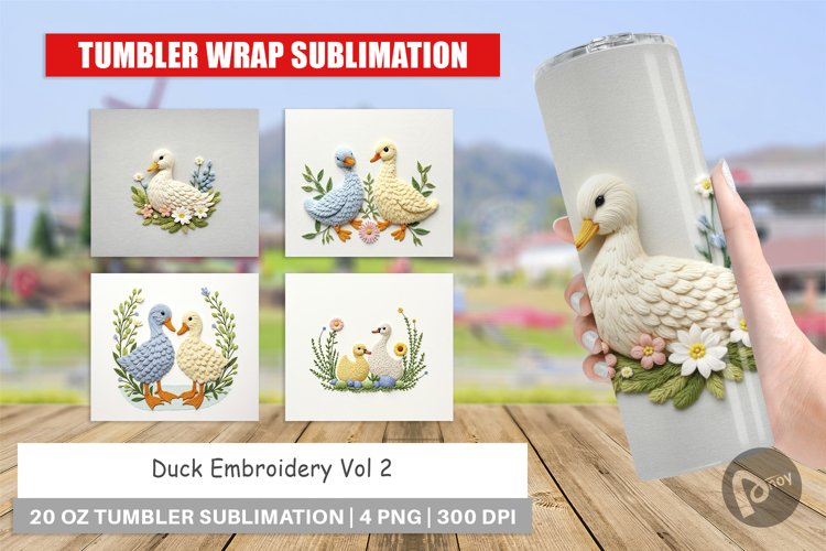 Tumbler Duck Embroidery