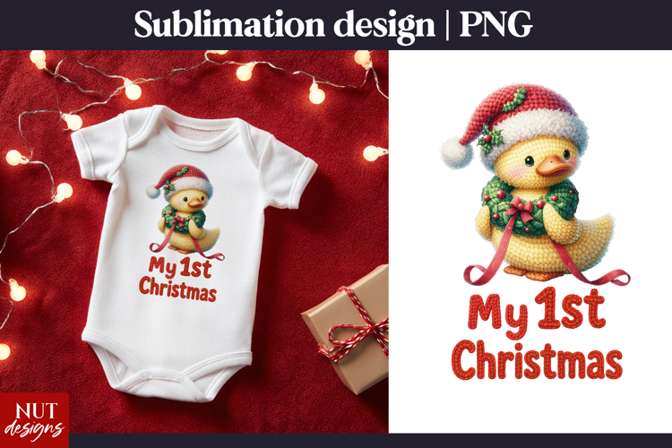 Baby Christmas sublimation. My first Christmas Duck tshirt