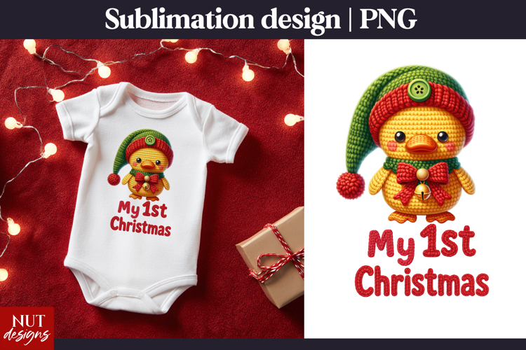 Baby Christmas sublimation. My first Christmas Duck tshirt