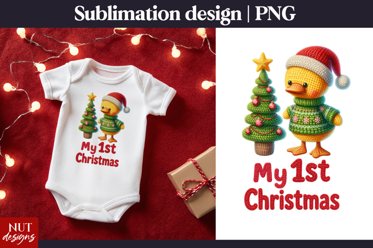 Baby Christmas sublimation. My first Christmas Duck tshirt