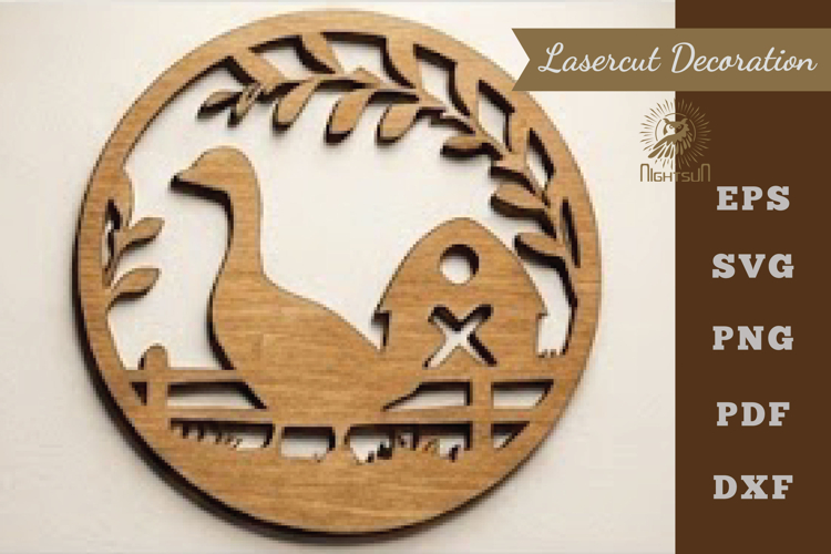Duck Round Lasercut Decoration SVG