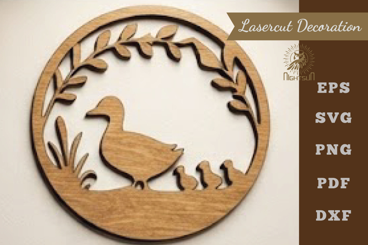 Duck Round Lasercut Decoration SVG