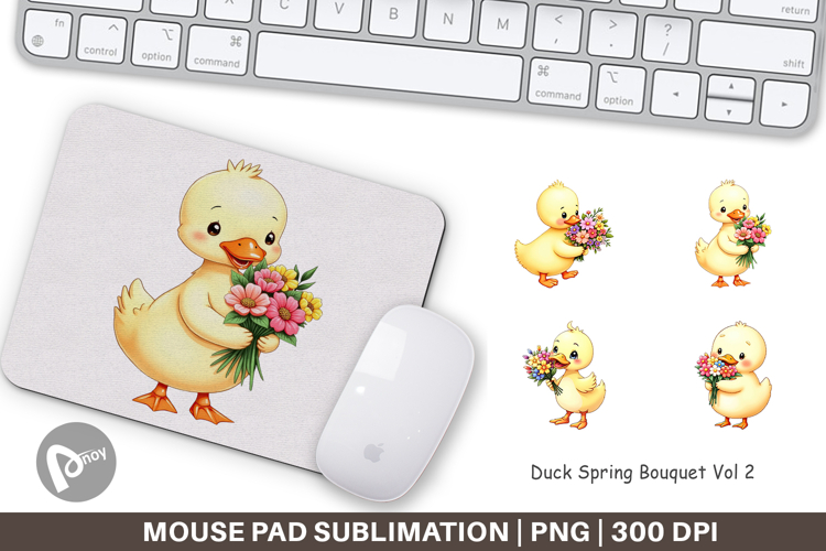 Mouse Pad Duck Spring Bouquet