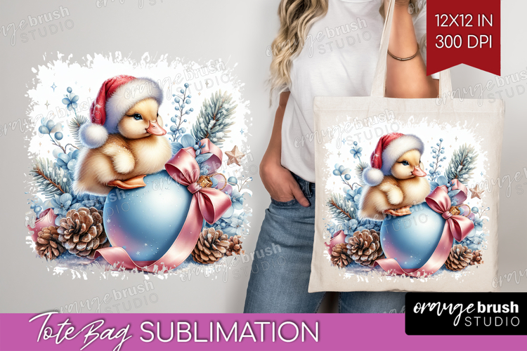 Duckling Pastel Christmas Tote Bag Coquette Xmas Tote Bag