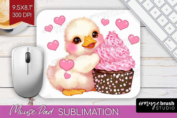 Duckling Valentine Mouse Pad Sublimation Cute Valentines Day