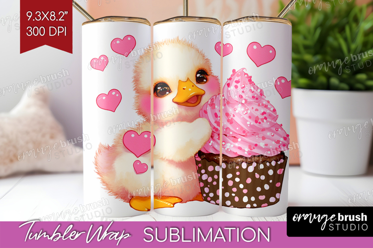 Duckling Valentine Tumbler Wrap Cute Valentines Day Tumbler