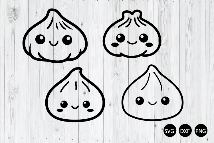 Kawaii Dumpling SVG, Cute Dumpling SVG, Cartoon Food SVG