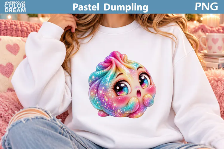 Rainbow Pastel Dumpling | Kawaii Food Sublimation Art