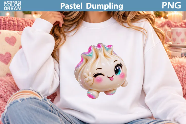 Cute Pastel Dumpling | Kawaii Food Sublimation Art
