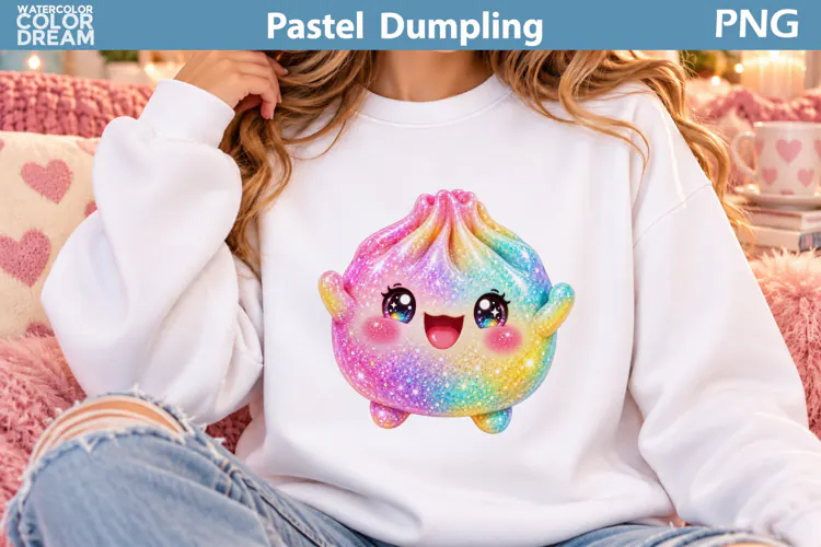 Rainbow Pastel Dumpling | Kawaii Food Sublimation Art