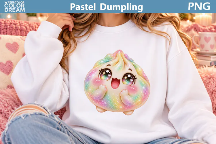 Rainbow Pastel Dumpling | Kawaii Food Sublimation Art