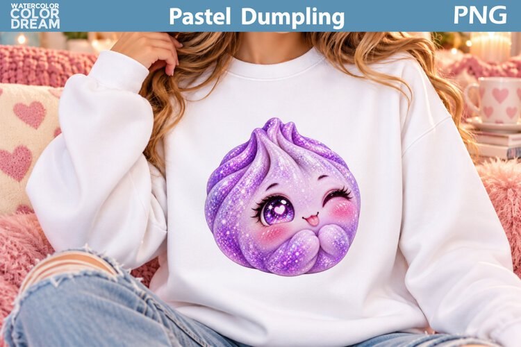 Purple Glitter Pastel Dumpling | Kawaii Sublimation example image 1