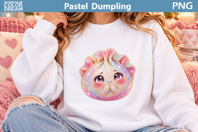 Pastel Glitter Dumpling Clipart |Kawaii Dumpling Sublimation example image 1