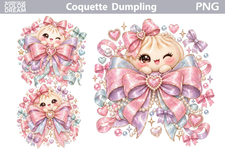 Coquette Dumling Clipart | Cute Dumpling Sublimation