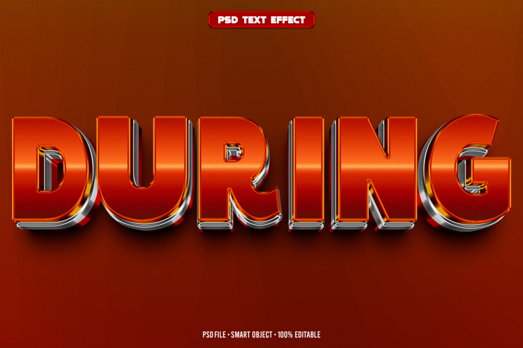 During 3D editable text effect