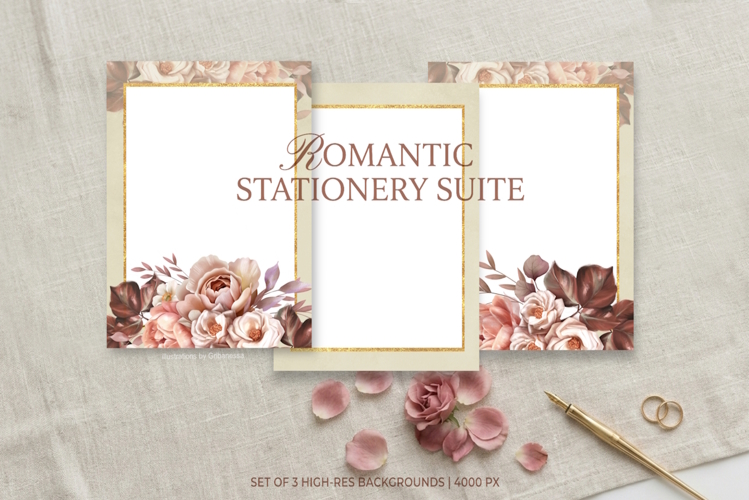 Dusty Rose Botanical Set | 3 Elegant Card Backgrounds