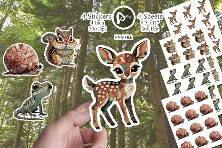 Dusty Terrazzo Woodland Animals Sticker
