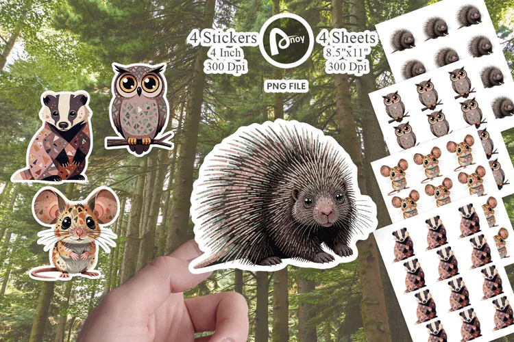 Dusty Terrazzo Woodland Animals Sticker