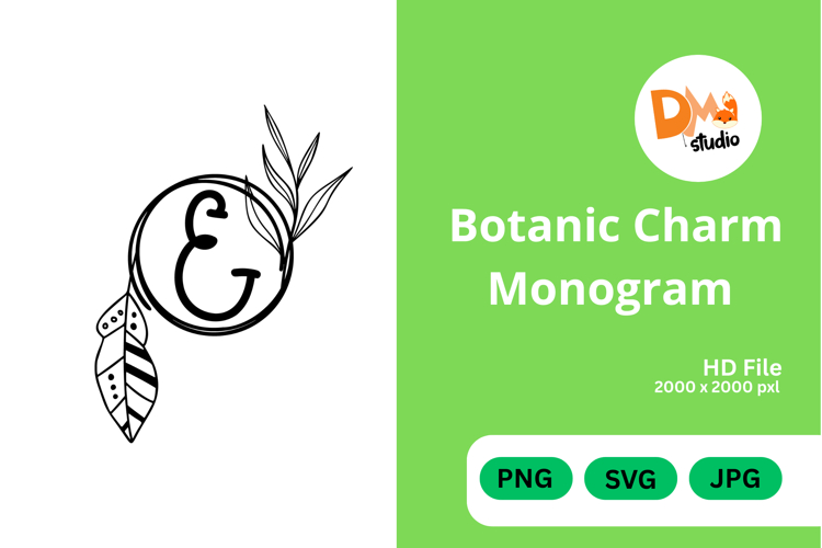 Botanic Charm Monogram -Elegant Floral Letters SVG, PNG, JPG