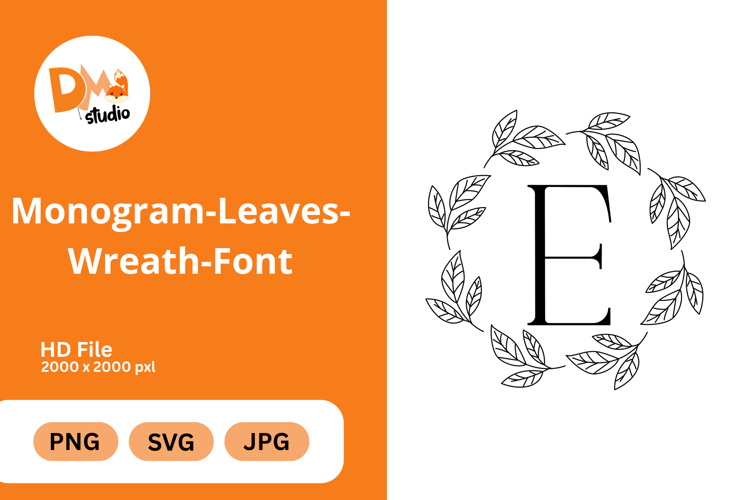 Monogram Leaves Wreath Font