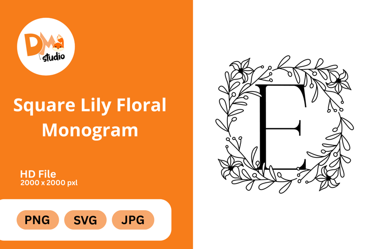 Square Lily Floral Monogram
