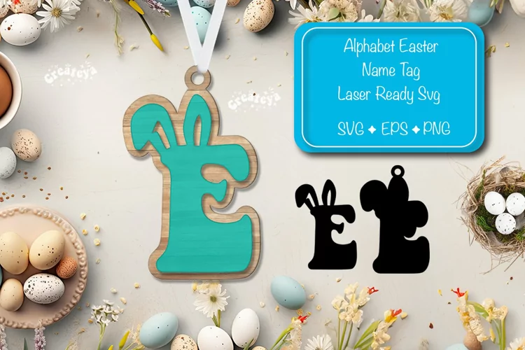 Alphabet Letter E Easter basket tags Easter tag Laser Cut