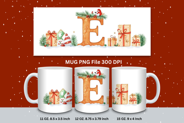 Christmas Mug Customizable Custom Winter Coffee Cup Letter E