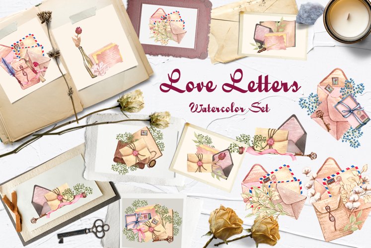 Love Letters Watercolor Set example image 1