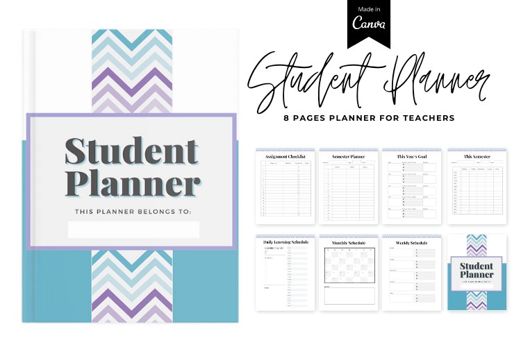 STUDENT PLANNER CUSTOMIZABLE CANVA TEMPLATE example image 1