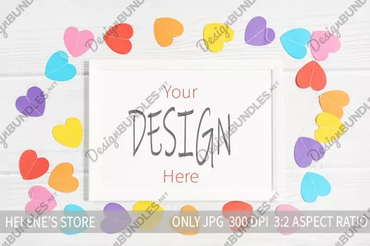 Valentines frame Mockup, white frame mockup