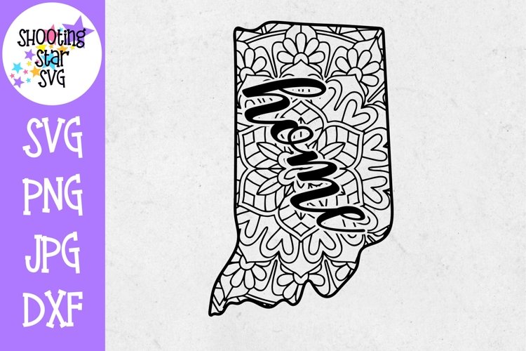 Indiana US State Mandala with Home SVG - 50 States SVG example image 1