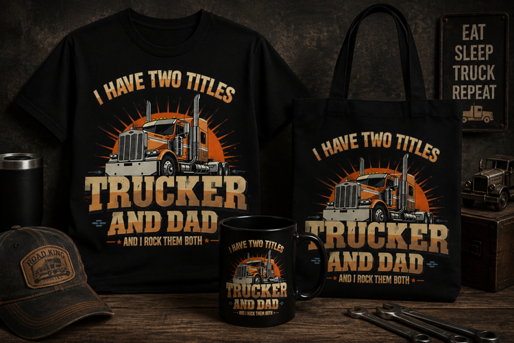 Truckin’ and Dadd | Funny Truck Driver Dad PNG Design