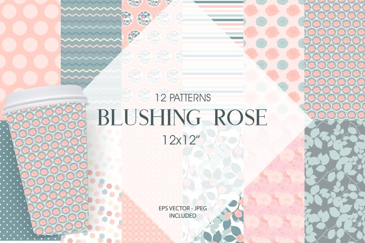 Blushing roses Pattern collection, vector ai, eps and
