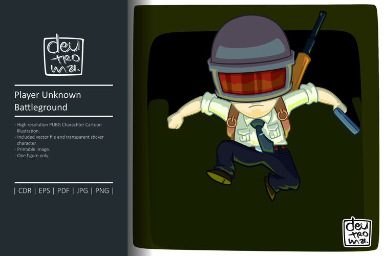 Player Unknown Battleground Cartoon Illustration Vector example image 1