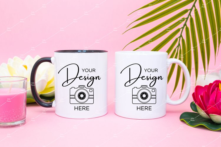 Mug Mockup 11 Oz Blank White Coffee Cup Black Handle Summer