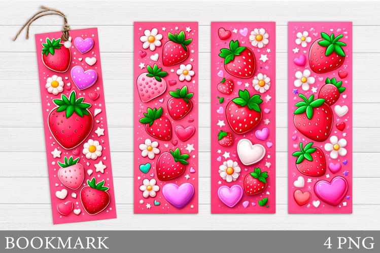 Strawberry Bookmark Design. Flowers Bookmark Sublimation