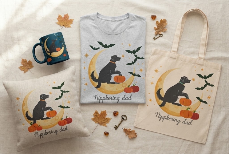Halloween Black Dog Pumpkin PNG | Spooky Moonlit Dog Design