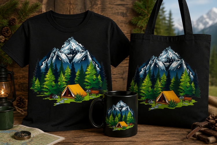 Mountain Camping PNG, Adventure Outdoor Nature Design