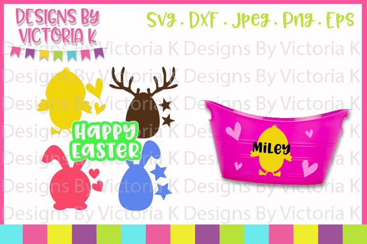Easter, Chick, Egg, Stag, Bunny, Happy Easter, SVG, DXF, PNG example image 1
