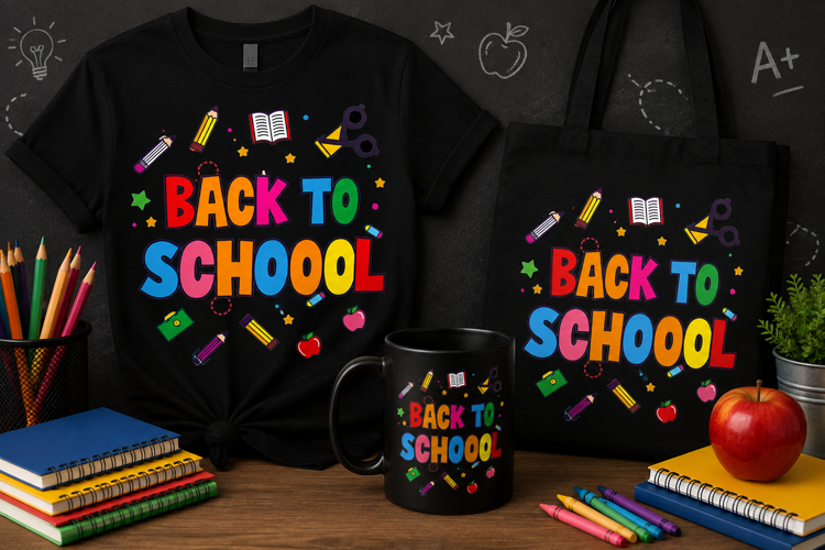 Back to School PNG, Colorful School Supplies Design
