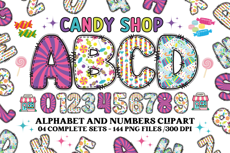 CANDY SHOP Alphabet Bundle PNG Kids Classroom Sublimation
