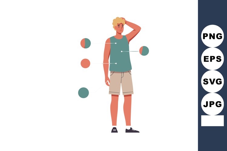 Young man in casual summer outfit with sleeveless shirt and