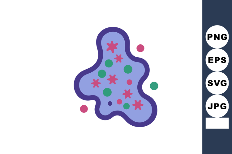 Abstract microbe illustration with purple blue and pink colo