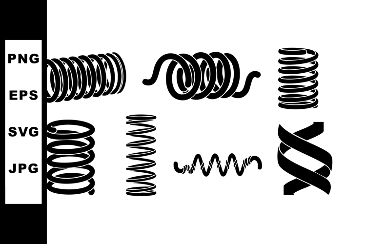 Various black coil springs vector illustration with differen