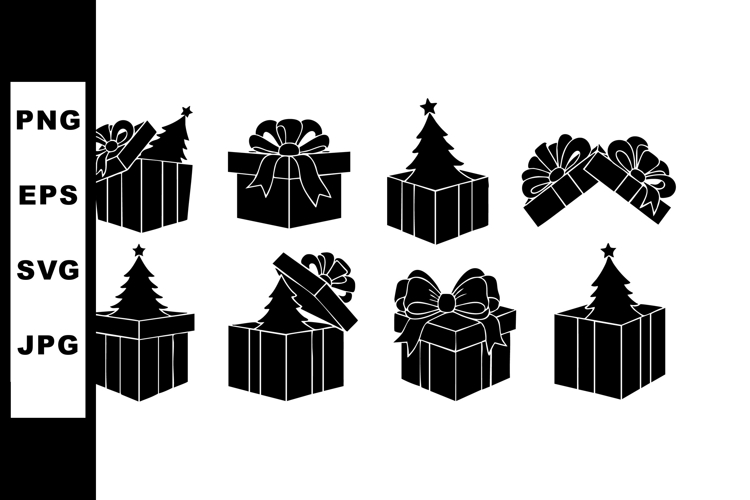 Christmas gift boxes with bows and Christmas tree decoration