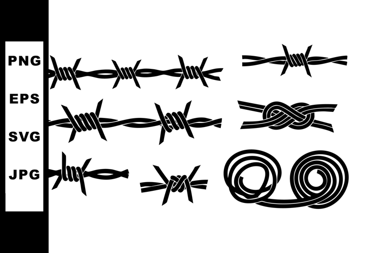 Barbed wire vector collection with different knot and coil d