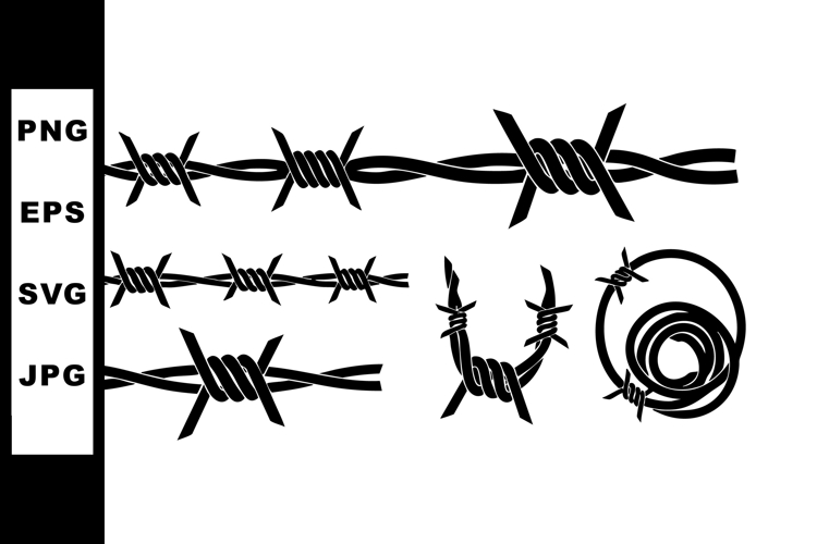 Barbed wire vector set with different shapes and coil isolat