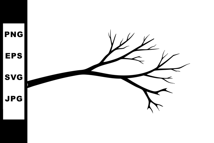 Bare tree branch silhouette isolated on white background vec