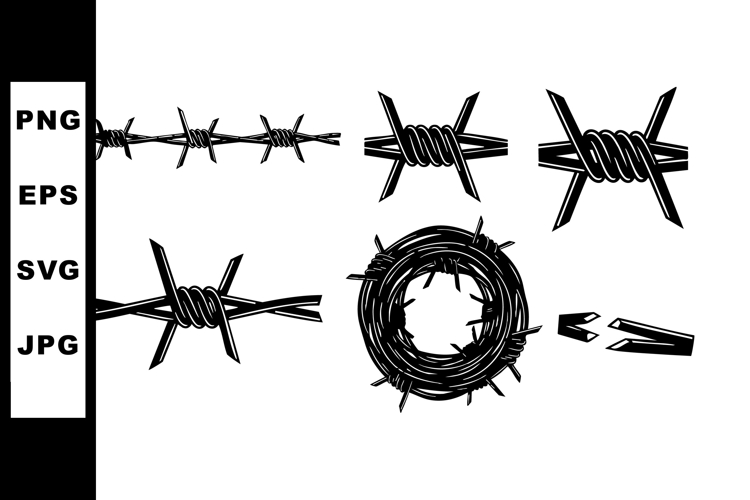 Barbed Wire Set with Various Angles and Coil Illustration Ve
